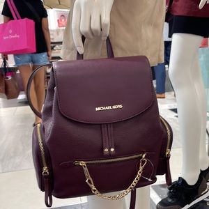 Authentic Michael Kors Jet Set Item Medium Chain Backpack Bordeaux
